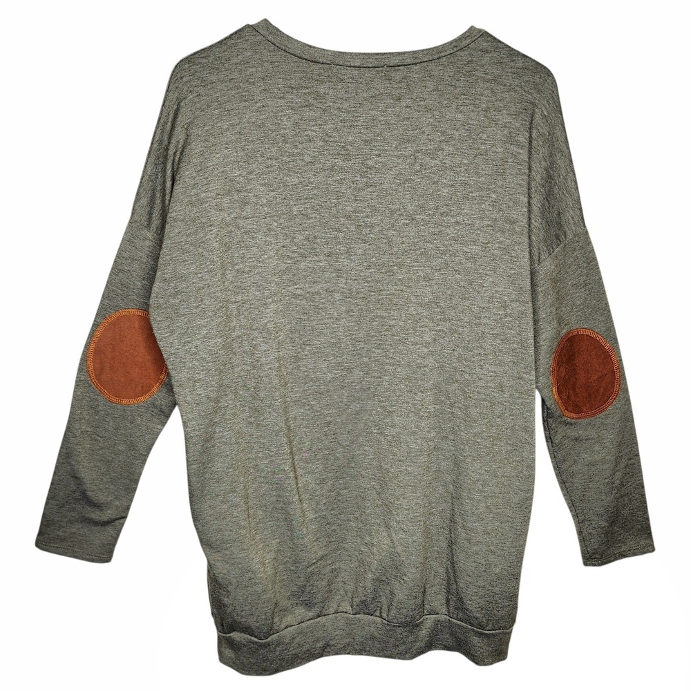 Cherish Tunic Sweatshirt Olive Green With Pockets‎ & Elbow Patches Size Large